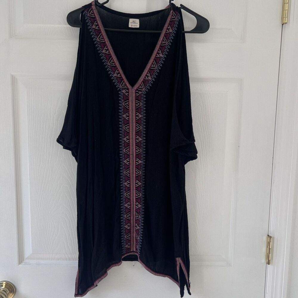 O'Neill Black Embroidered Bathing Suit Cover-Up-Size M